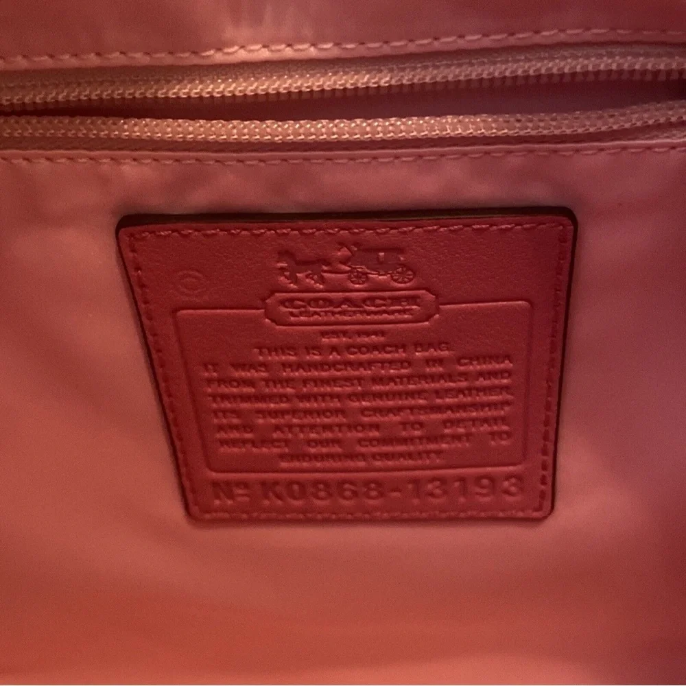NWT Coach 13193 Heritage Stripe Signature Convertible Magenta Canvas Hobo Bag - Picture 7 of 9